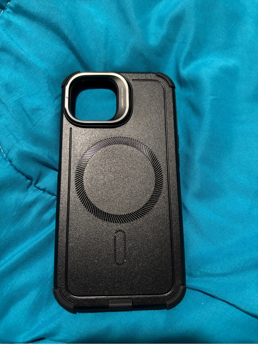 MagSafe-Compatible Protective Black iPhone 15 Case with stand